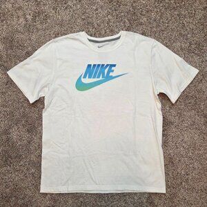 Nike Men’s Regular Fit Graphic Logo T-Shirt, XL, White/Blue/Green, 100% Cotton